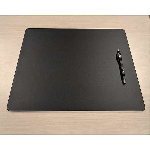 Dacasso Glass Tabletop Leather Conference Pad Rectangular - 17" Width - Leatherette, Foam, Rubber - Black - 1 Each (P1045)