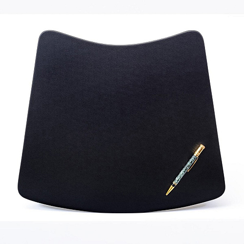 Dacasso Round Table Leatherette Conference Pad Rectangular - 17" Width - Leatherette, Velveteen - Black - 1 Each (P1324)