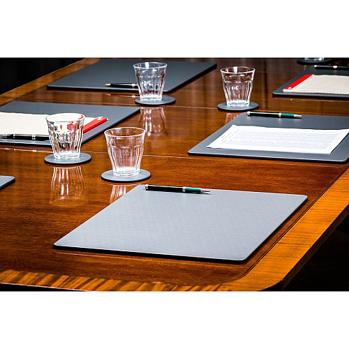 Dacasso Leatherette Conference Table Pad Rectangular - 17" Width - Leatherette, Velveteen - Gray - 1 Each (P4215)