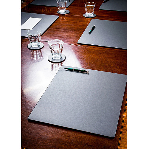 Dacasso Leatherette Conference Table Pad Rectangular - 17" Width - Leatherette, Velveteen - Gray - 1 Each (P4215)