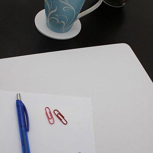 Dacasso Leatherette Conference Table Pad Rectangular - 17" Width - Leatherette, Velveteen - White - 1 Each (P4415)