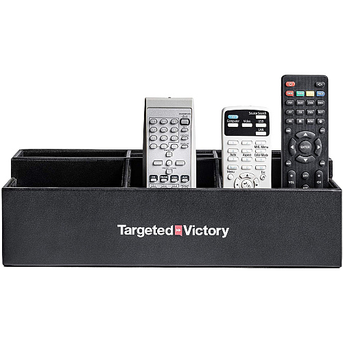 Dacasso Leatherette Remote Control Organizer 9 Compartment(s) - Black - Leatherette, Velveteen, Faux Leather - 1 Each (A1395)