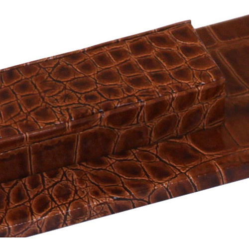 Protacini Cognac Brown Italian Patent Leather Library Set Leather, Velveteen, Brass - Brown - 1 Each (A6119)