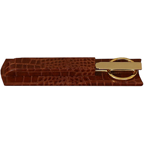 Protacini Cognac Brown Italian Patent Leather Library Set Leather, Velveteen, Brass - Brown, Gold - 1 Each (A6127)