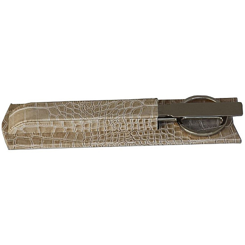 Protacini Breeze Beige Italian Patent Leather Library Set Leather, Velveteen, Brass - Beige - 1 Each (A6319)