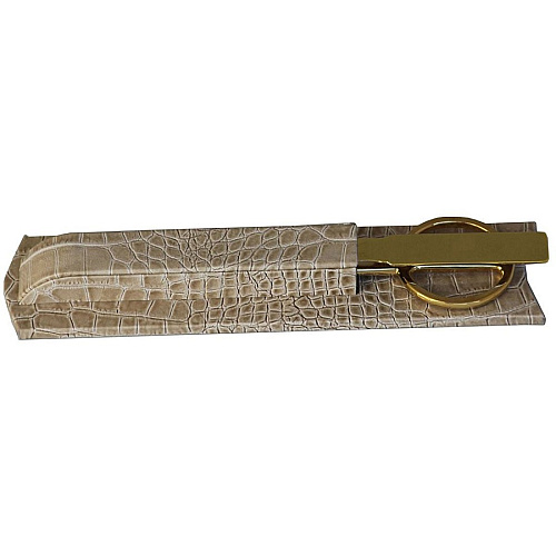 Protacini Breeze Beige Italian Patent Leather Library Set Leather, Velveteen, Brass - Beige, Gold, Brown - 1 Each (A6327)
