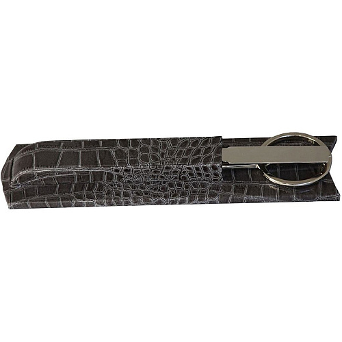 Protacini Castlerock Gray Italian Patent Leather Library Set Leather, Velveteen, Brass - Gray - 1 Each (A6219)
