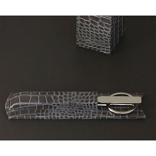 Protacini Castlerock Gray Italian Patent Leather Library Set Leather, Velveteen, Brass - Gray - 1 Each (A6219)