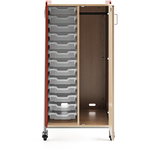 Safco Whiffle Typical Double Rolling Storage Cart 153 lb Load Capacity - 4 Casters - 3" Caster Size - Laminate, Particleboard, Polyvinyl Chloride (PVC), Metal, Thermofused Laminate (TFL), Steel - 30" Width x 19.75" Depth x 60" Height - Red - 1 C (3928RED)