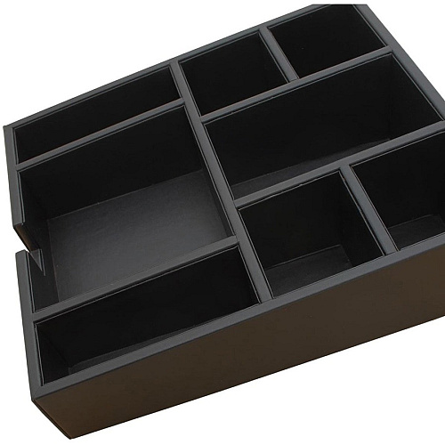 Dacasso Leatherette Condiment Tray 8 Compartment(s) - Durable - Black - Leatherette, Velveteen - 1 Each (A1324)