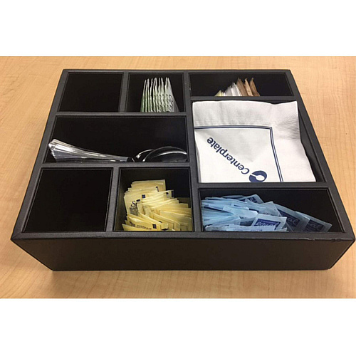 Dacasso Leatherette Condiment Tray 8 Compartment(s) - Durable - Black - Leatherette, Velveteen - 1 Each (A1324)