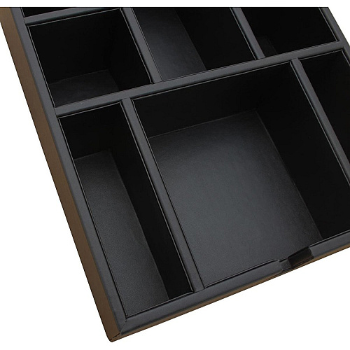 Dacasso Leatherette Condiment Tray 8 Compartment(s) - Durable - Black - Leatherette, Velveteen - 1 Each (A1324)