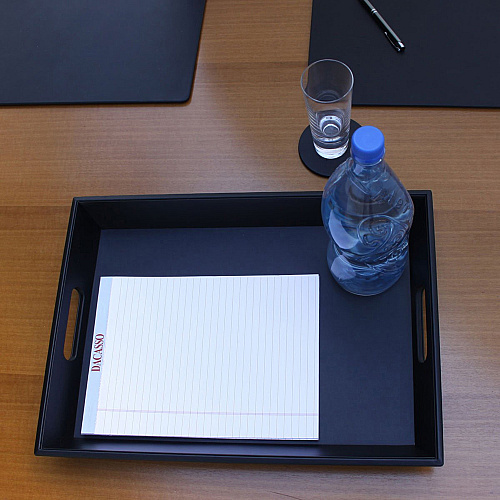Dacasso Leatherette Serving Tray Serving, Storing - Black - Leatherette Body - 1 Each (A1333)