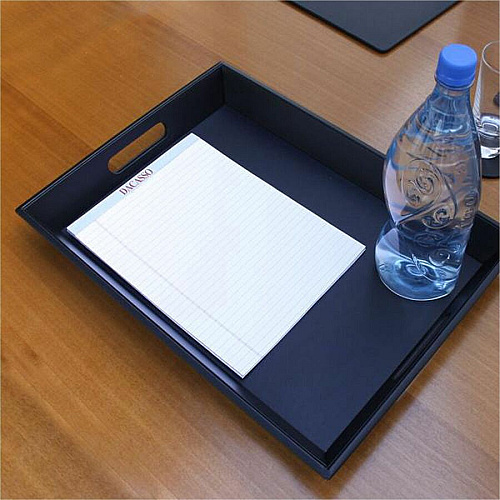 Dacasso Leatherette Serving Tray Serving, Storing - Black - Leatherette Body - 1 Each (A1333)