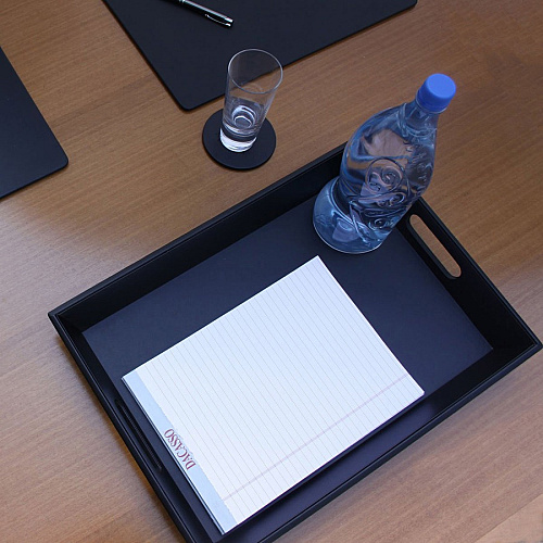 Dacasso Leatherette Serving Tray Serving, Storing - Black - Leatherette Body - 1 Each (A1333)