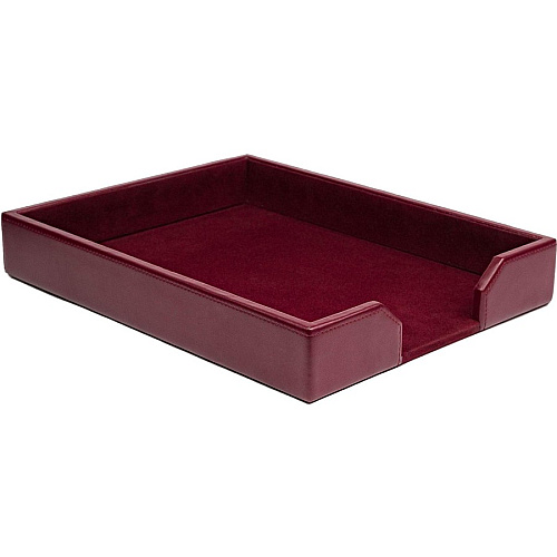 Dacasso Bonded Leather Letter Tray Desktop - Burgundy - Bonded Leather, Felt, Velveteen - 1 Each (A5201)