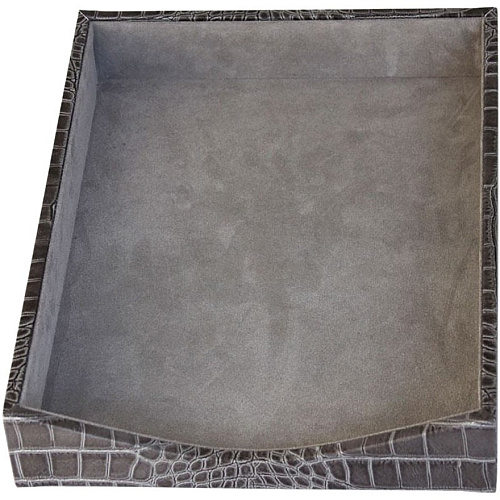 Protacini Castlerock Gray Italian Patent Leather Front-Load Letter Tray Compartment Size : 9.25" x 12.25" - Desktop - Front Loading - Castlerock Gray - Italian Leather, Velveteen, Suede - 1 Each (A6201)