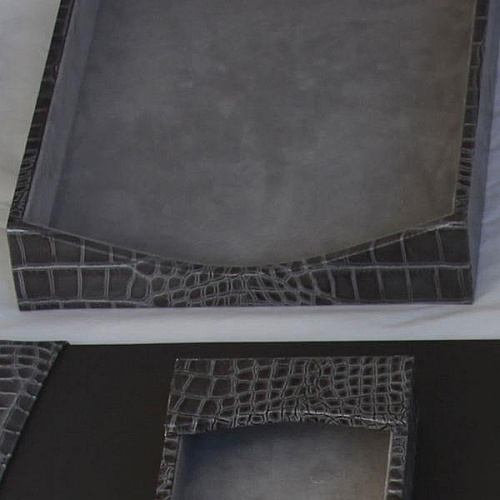 Protacini Castlerock Gray Italian Patent Leather Front-Load Letter Tray Compartment Size : 9.25" x 12.25" - Desktop - Front Loading - Castlerock Gray - Italian Leather, Velveteen, Suede - 1 Each (A6201)