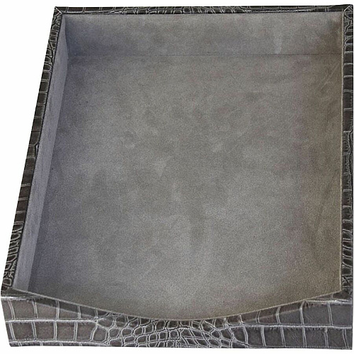 Protacini Castlerock Gray Italian Patent Leather Front-Load Letter Tray Compartment Size : 9.25" x 12.25" - Desktop - Front Loading - Castlerock Gray - Italian Leather, Velveteen, Suede - 1 Each (A6201)