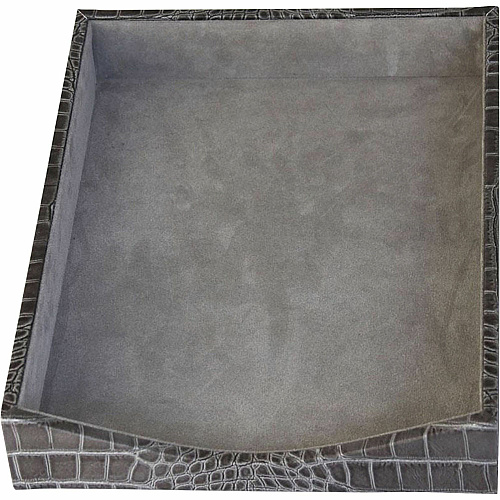 Protacini Castlerock Gray Italian Patent Leather Front-Load Letter Tray Compartment Size : 9.25" x 12.25" - Desktop - Front Loading - Castlerock Gray - Italian Leather, Velveteen, Suede - 1 Each (A6201)
