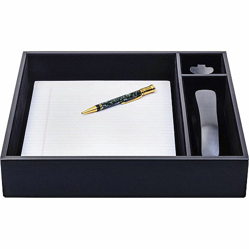 Dacasso Leatherette Conference Room Organizer 8 x Writing Pad - 3 Compartment(s) - Desktop - Black - Leatherette, Velveteen - 1 Each (A1340)