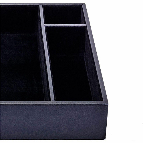 Dacasso Leatherette Conference Room Organizer 8 x Writing Pad - 3 Compartment(s) - Desktop - Black - Leatherette, Velveteen - 1 Each (A1340)