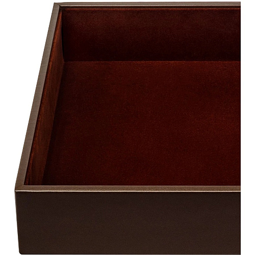 Dacasso Leather Conference Room Organizer Tray 8 x Writing Pad - 3 Compartment(s) - Desktop - Chocolate Brown - Top Grain Leather, Velveteen - 1 Each (A3440)