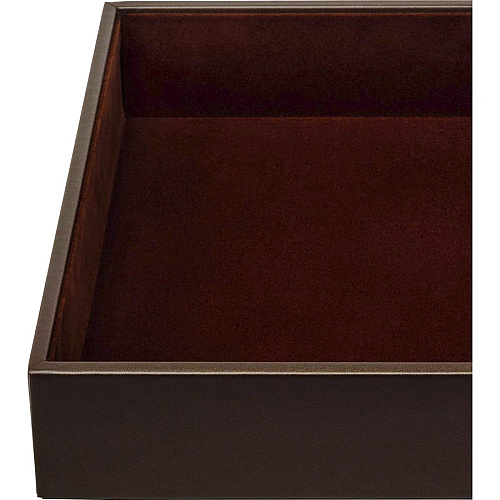 Dacasso Leather Conference Room Organizer Tray 8 x Writing Pad - 3 Compartment(s) - Desktop - Chocolate Brown - Top Grain Leather, Velveteen - 1 Each (A3440)