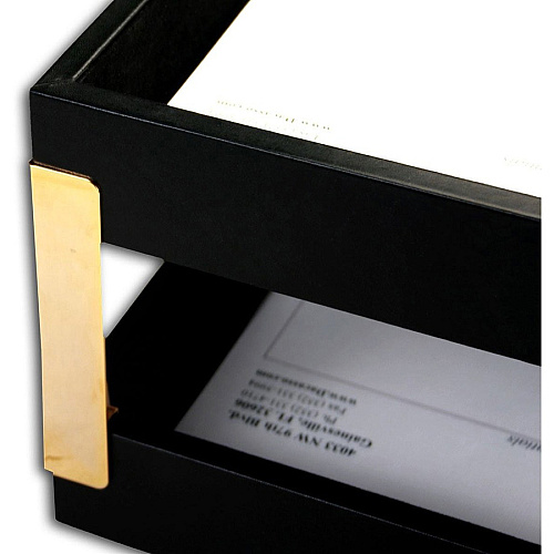 Dacasso Classic Leather Double Legal Trays Desktop - Black - Top Grain Leather, Velveteen - 1 Each (A1021)
