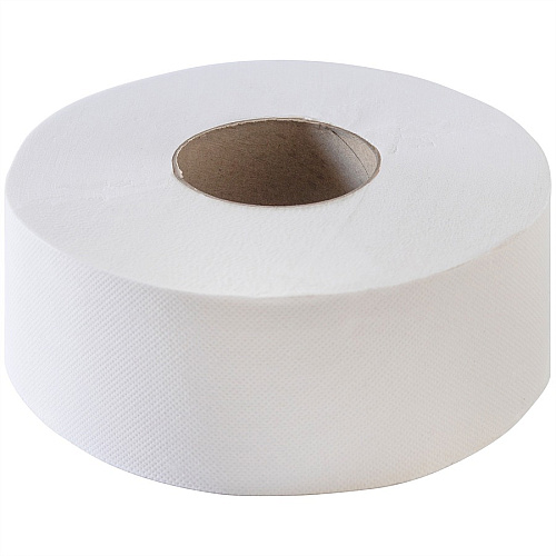 Genuine Joe&reg; Jumbo Jr. Toilet Paper, 2-Ply, 500-ft. Roll, 12 Rolls 2 Ply - 3.30" Width x 500 ft Length - 8.88" Roll Diameter - White - Fiber - 12 / Carton (GJO3550012)