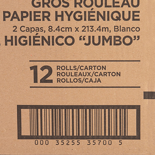 Genuine Joe&reg; Jumbo Jr. Toilet Paper Roll, 2-Ply, 700-ft., 12 Rolls 2 Ply - 3.30" Width x 700 ft Length - 8.88" Roll Diameter - White - Fiber - 12 / Carton (GJO3570012)