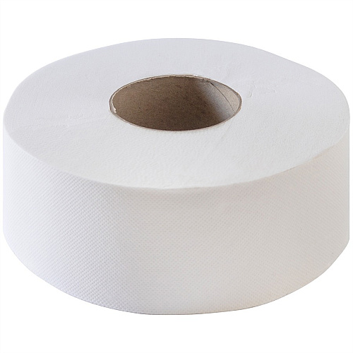 Genuine Joe&reg; Jumbo Jr. Toilet Paper Roll, 2-Ply, 700-ft., 12 Rolls 2 Ply - 3.30" Width x 700 ft Length - 8.88" Roll Diameter - White - Fiber - 12 / Carton (GJO3570012)