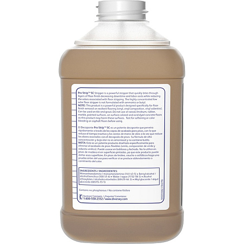 Diversey Pro Strip SC High Efficiency Floor Stripper Concentrate - 84.5 fl oz (2.6 quart) - Solvent Scent - Low Odor, No-mess, Non Ammoniated, Butyl-free - Amber Bottle - 2 / Carton (95547355)