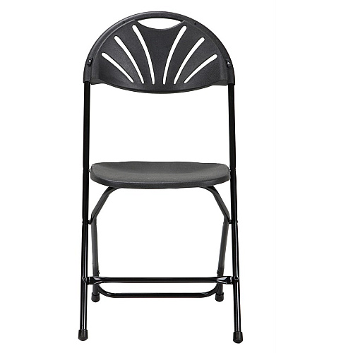 Dorel Zown Premium Fan Back Folding Chair Black Seat Color - Black Back Color - Polyethylene Back Material - Black Frame Color - Powder Coated Steel Frame Material - Four-legged Base - 8 / Carton (60542BLK8E)