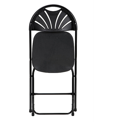 Dorel Zown Premium Fan Back Folding Chair Black Seat Color - Black Back Color - Polyethylene Back Material - Black Frame Color - Powder Coated Steel Frame Material - Four-legged Base - 8 / Carton (60542BLK8E)