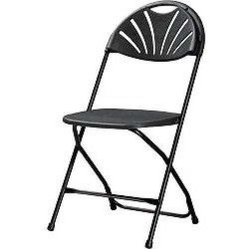 Dorel Zown Premium Fan Back Folding Chair Black Seat Color - Black Back Color - Polyethylene Back Material - Black Frame Color - Powder Coated Steel Frame Material - Four-legged Base - 8 / Carton (60542BLK8E)