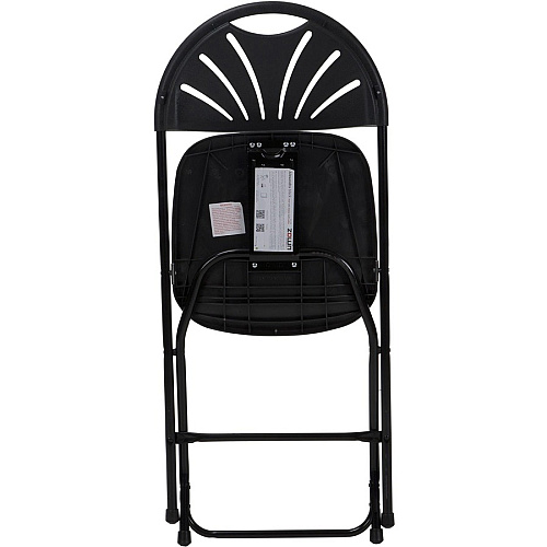 Dorel Zown Premium Fan Back Folding Chair Black Seat Color - Black Back Color - Polyethylene Back Material - Black Frame Color - Powder Coated Steel Frame Material - Four-legged Base - 8 / Carton (60542BLK8E)