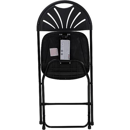 Dorel Zown Premium Fan Back Folding Chair Black Seat Color - Black Back Color - Polyethylene Back Material - Black Frame Color - Powder Coated Steel Frame Material - Four-legged Base - 8 / Carton (60542BLK8E)