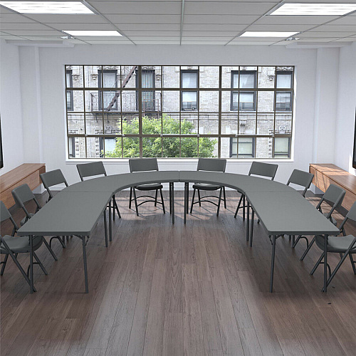 Cosco Zown Classic Commercial Resin Folding Chair Gray Seat Color - Gray Back Color - Gray Frame Color - Steel, High Density Resin, High-density Polyethylene (HDPE) Frame Material - Four-legged Base - 4 / Carton (60410SGY4E)