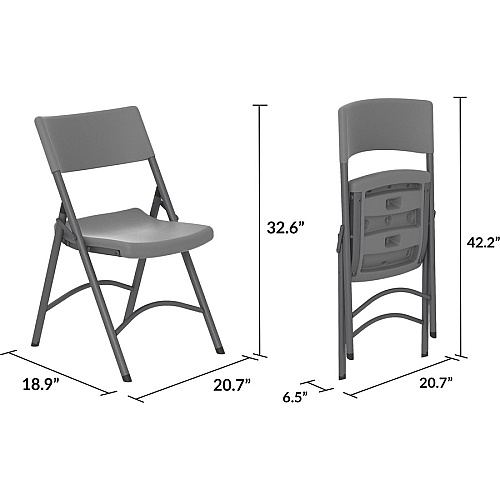 Cosco Zown Classic Commercial Resin Folding Chair Gray Seat Color - Gray Back Color - Gray Frame Color - Steel, High Density Resin, High-density Polyethylene (HDPE) Frame Material - Four-legged Base - 4 / Carton (60410SGY4E)