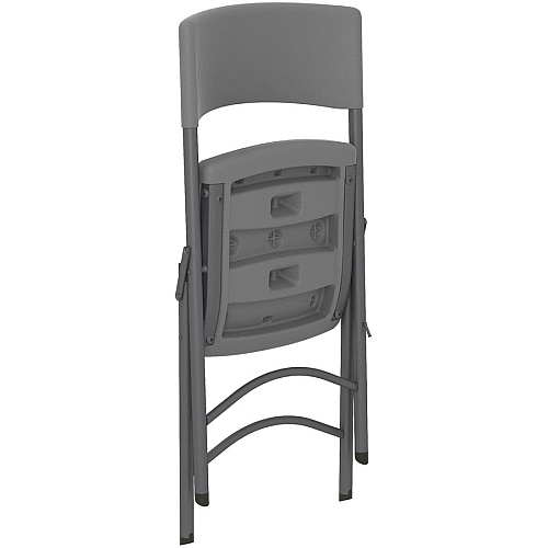 Cosco Zown Classic Commercial Resin Folding Chair Gray Seat Color - Gray Back Color - Gray Frame Color - Steel, High Density Resin, High-density Polyethylene (HDPE) Frame Material - Four-legged Base - 4 / Carton (60410SGY4E)