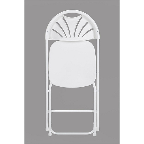 Dorel Zown Premium Fan Back Folding Chair White Seat Color - White Back Color - Polyethylene Back Material - White Frame Color - Powder Coated Steel Frame Material - Four-legged Base - 8 / Carton (60542WHT8E)