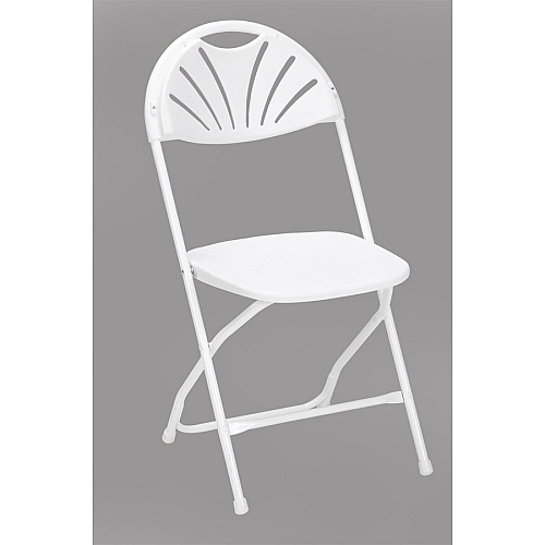 Dorel Zown Premium Fan Back Folding Chair White Seat Color - White Back Color - Polyethylene Back Material - White Frame Color - Powder Coated Steel Frame Material - Four-legged Base - 8 / Carton (60542WHT8E)