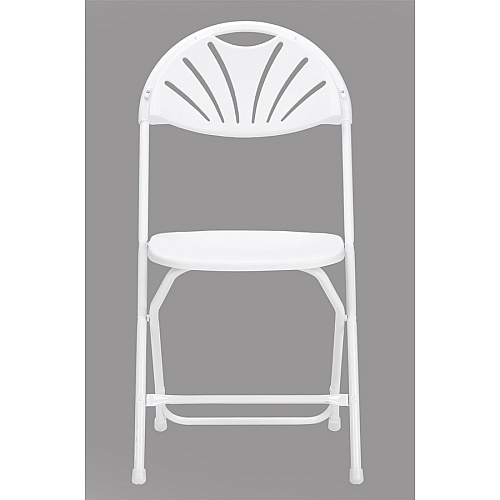 Dorel Zown Premium Fan Back Folding Chair White Seat Color - White Back Color - Polyethylene Back Material - White Frame Color - Powder Coated Steel Frame Material - Four-legged Base - 8 / Carton (60542WHT8E)