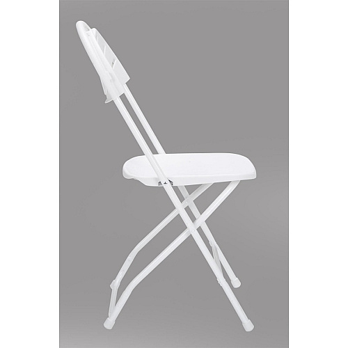 Dorel Zown Premium Fan Back Folding Chair White Seat Color - White Back Color - Polyethylene Back Material - White Frame Color - Powder Coated Steel Frame Material - Four-legged Base - 8 / Carton (60542WHT8E)