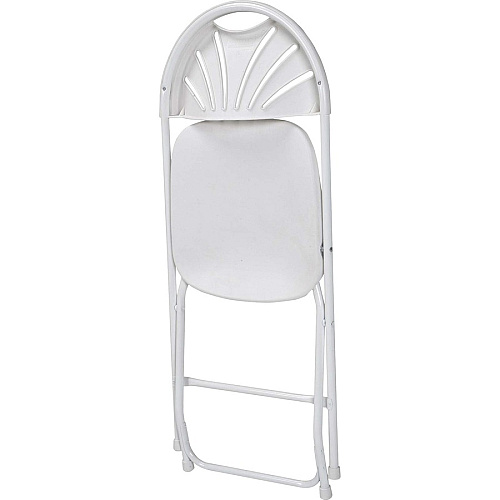 Dorel Zown Premium Fan Back Folding Chair White Seat Color - White Back Color - Polyethylene Back Material - White Frame Color - Powder Coated Steel Frame Material - Four-legged Base - 8 / Carton (60542WHT8E)