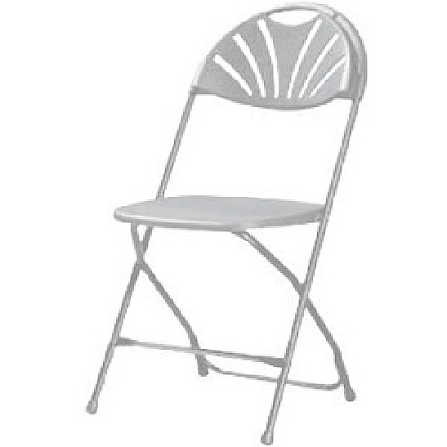 Dorel Zown Premium Fan Back Folding Chair White Seat Color - White Back Color - Polyethylene Back Material - White Frame Color - Powder Coated Steel Frame Material - Four-legged Base - 8 / Carton (60542WHT8E)