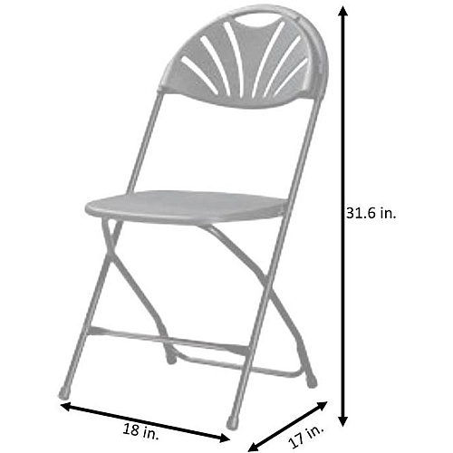 Dorel Zown Premium Fan Back Folding Chair White Seat Color - White Back Color - Polyethylene Back Material - White Frame Color - Powder Coated Steel Frame Material - Four-legged Base - 8 / Carton (60542WHT8E)