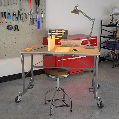 Cosco Smartfold Portable Work Desk Table Rectangle Top - Four Leg Base - 4 Legs - 350 lb Capacity - 51.40" Table Top Width x 26.50" Table Top Depth - 55.45" Height - Assembly Required - Brown - Steel - Medium Density Fiberboard (MDF) Top Mate (66720DKG1E)