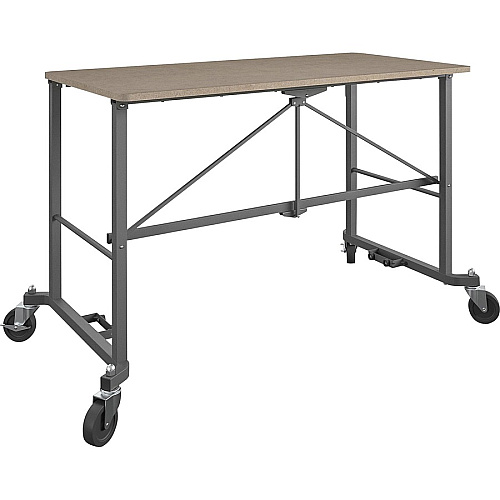 Cosco Smartfold Portable Work Desk Table Rectangle Top - Four Leg Base - 4 Legs - 350 lb Capacity - 51.40" Table Top Width x 26.50" Table Top Depth - 55.45" Height - Assembly Required - Brown - Steel - Medium Density Fiberboard (MDF) Top Mate (66720DKG1E)